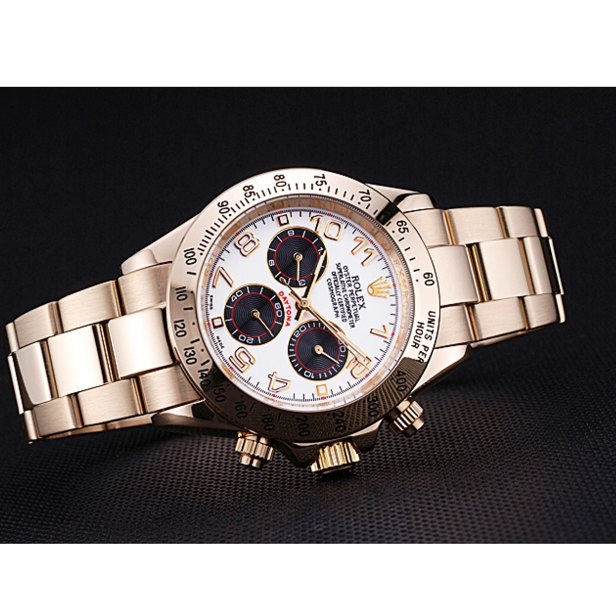 Good copy rolex watches White Rolex Black Daytona Cosmograph Gold 622548 Subdials with Bracelet 0520